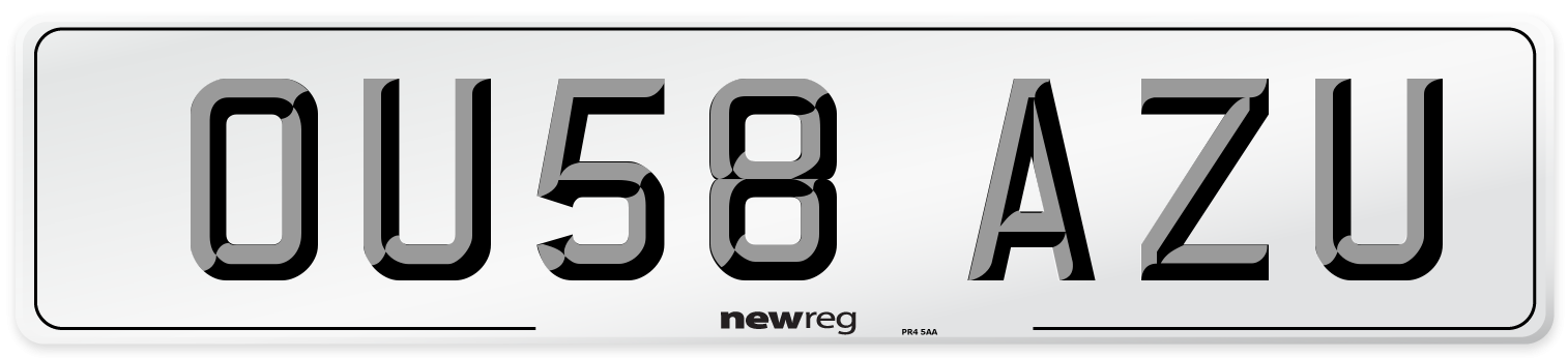 OU58 AZU Number Plate from New Reg